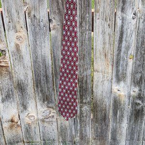 Lands' End Classic Tie Dark Red Pattern Made in the USA 100% Silk